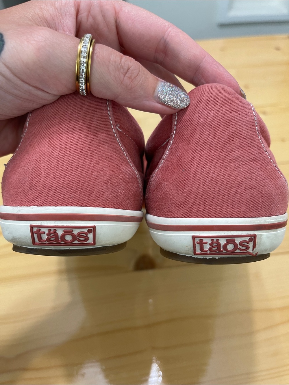Taos Footwear Moc Star Canvas Sneakers Bruschetta Distressed Red Pink Size 9.5 - Picture 7 of 15